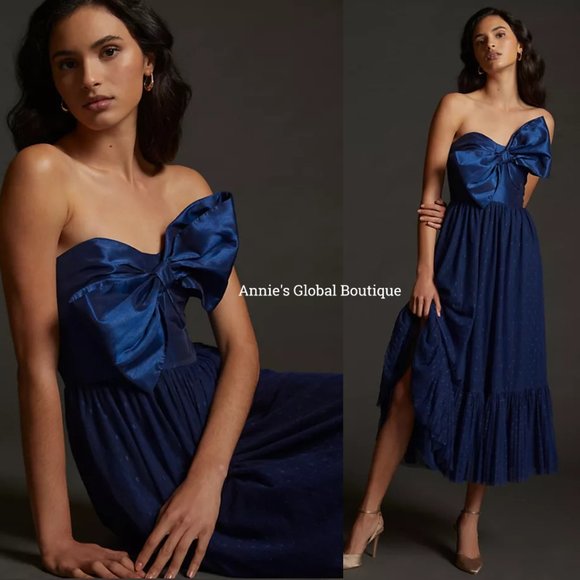 RARE NWT ANTHROPOLOGIE HUTCH Tulle Bow-Tie Midi Dress. - Picture 12 of 16